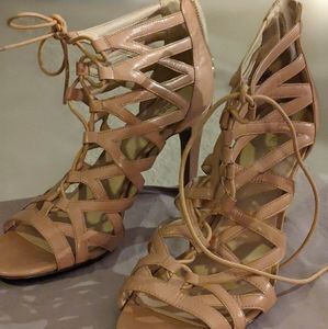 Nine west strappy nude heels